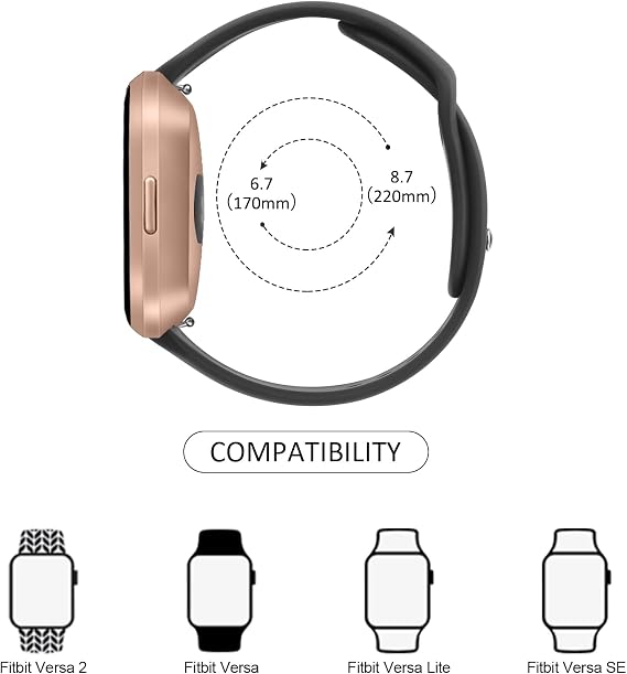 Vancle Straps for Fitbit Versa 2 Straps/Fitbit Versa Lite/Fitbit Versa Strap, Classic Silicone Adjustable Replacement Band for Women Men