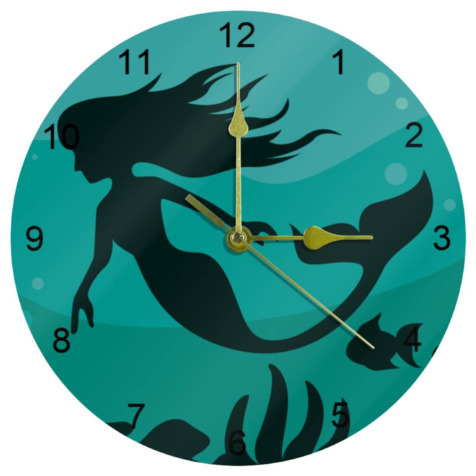 Horloge murale silencieuse 25 cm vert foncé chiffres arabes