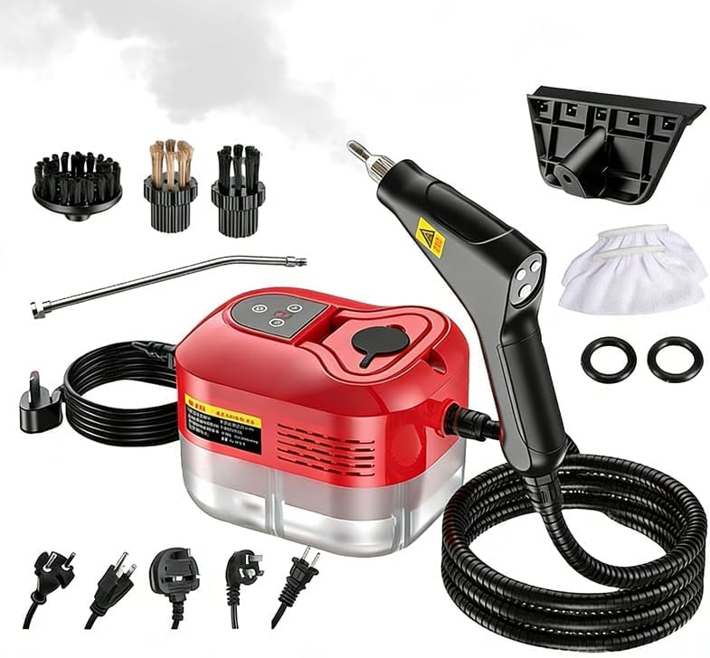 SAKER Handheld Steam Cleaner - 2500W High Temperature Pressurized Steamer with 6 Adjustable Levels, Portable Multi-Surface Steam Cleaning Machine for Kitchen, Bathroom, Furniture & Windows (Red)