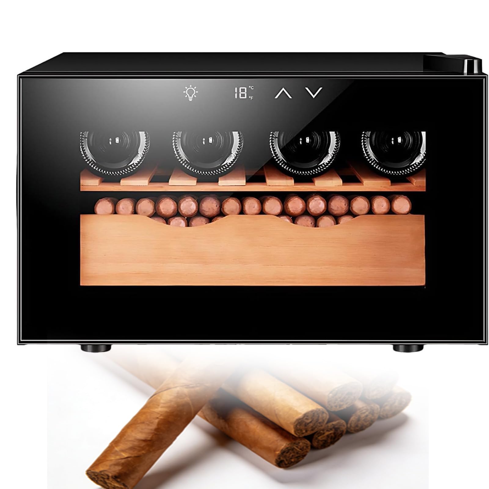 Elektrischer Humidor, Humidor Schrank, Zigarren-Humidor-Schrank Aus Spanischem Zedernholz, Konstante Temperatur Mit Feuchtigkeitsregulierung, Zedernholzregal, Fasst 150 Stück