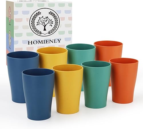Homienly Juego de vasos apilables con popote de trigo inastillable, vasos de cocina irrompibles para niños y adultos, reutilizables, aptos para
