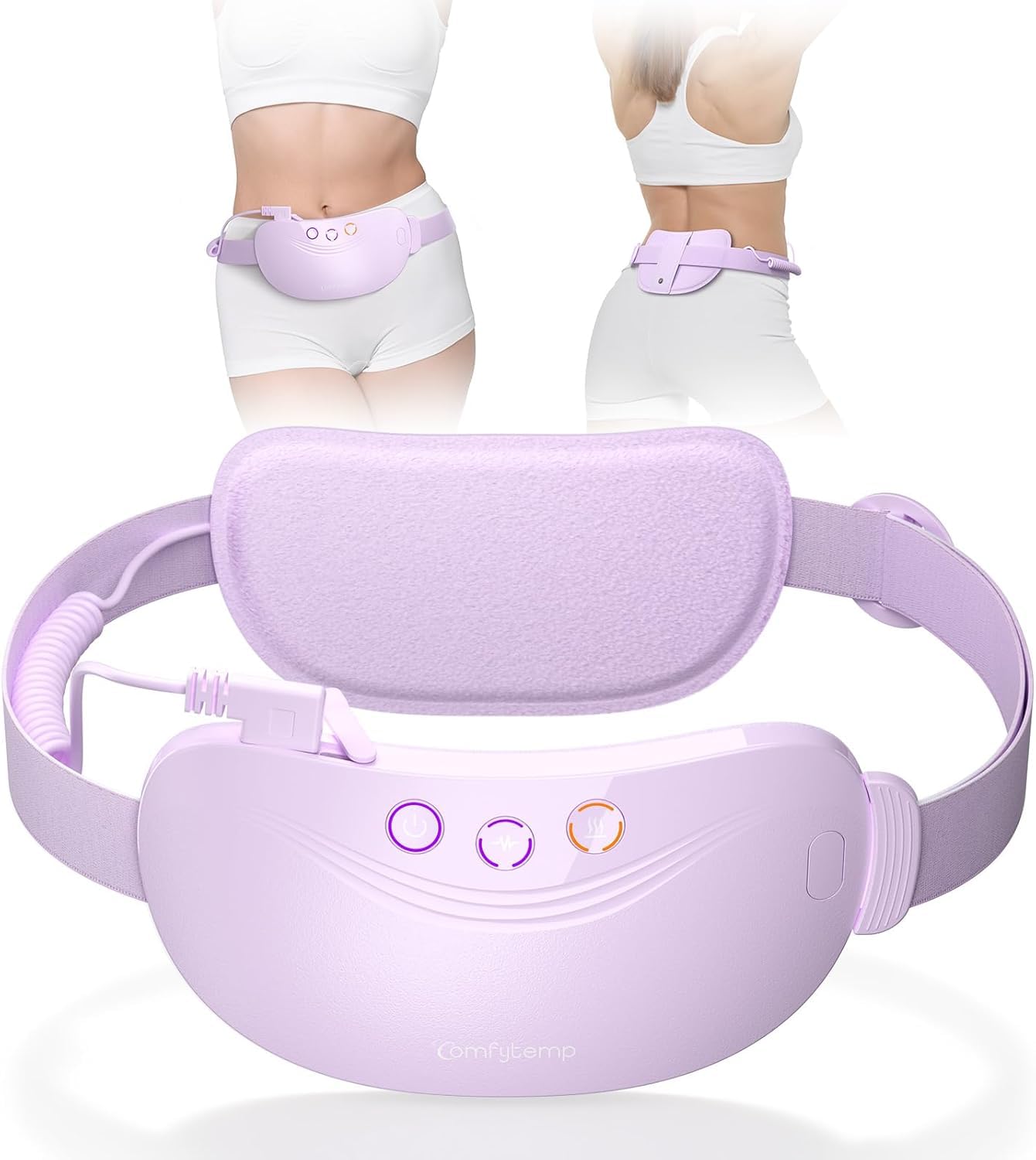 Comfytemp Wärmegürtel Periode Vibrationsmassage für Perioden Bauch und Rücken mit 5000mAh Akku, Kabellos Heizgürtel Menstruations Bauchwärmer Rückenwärmer mit Abschaltautomatik, USB-C Geschenke