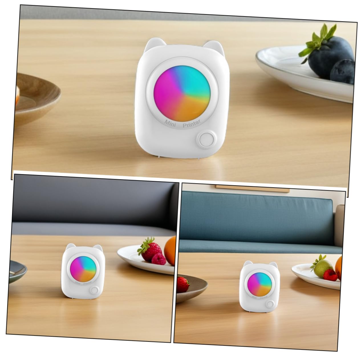 HOMSFOU Mini Imprimante Thermique de Poche sans Fil sans Encre, Blanche