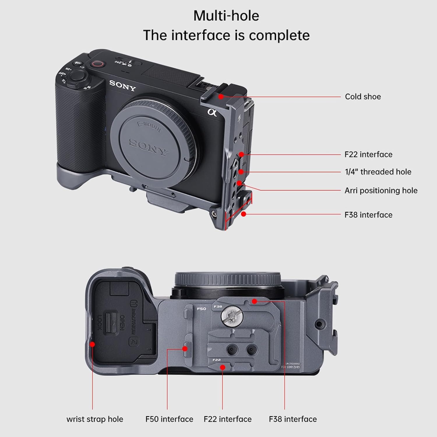 FALCAM F22/F38/F50 Quick Release Camera L-Bracket Grey