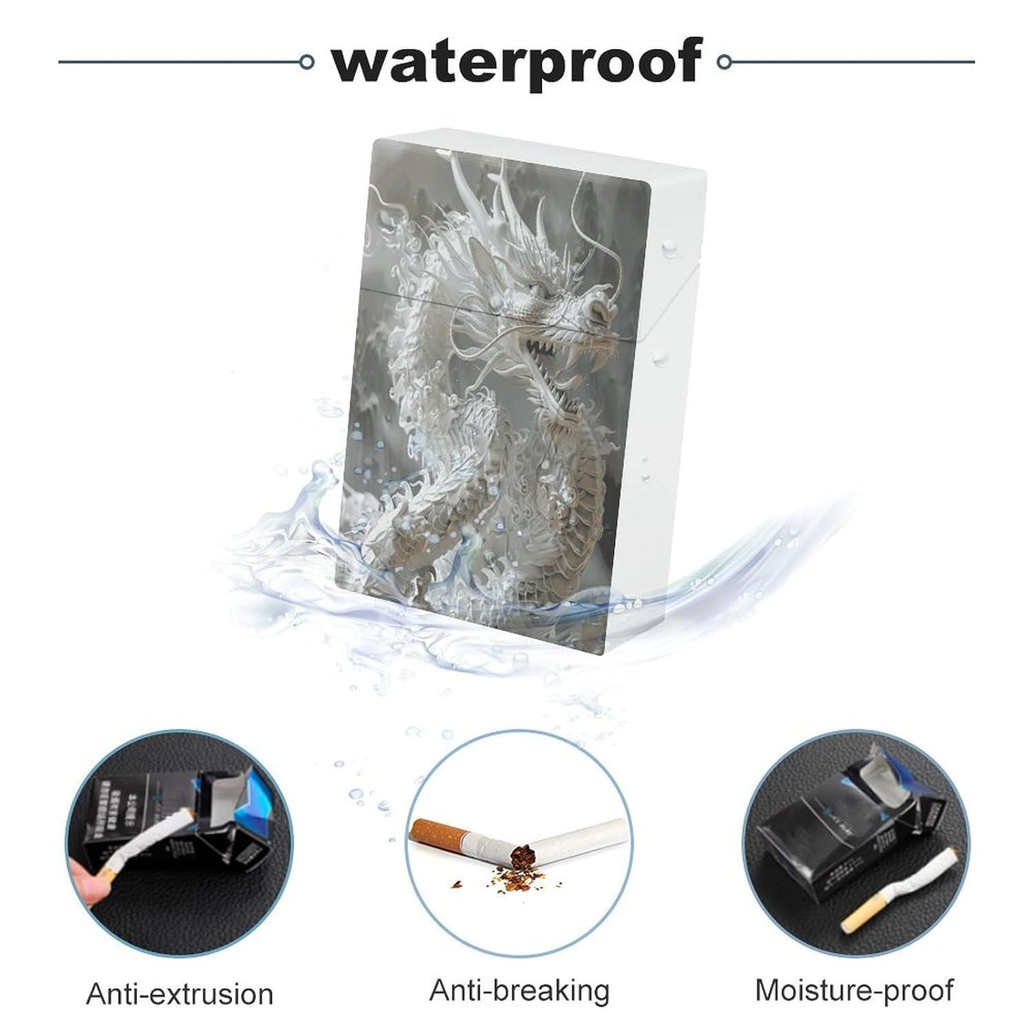 White Dragon Plastic Cigarette Case King Size for Men Women image 3