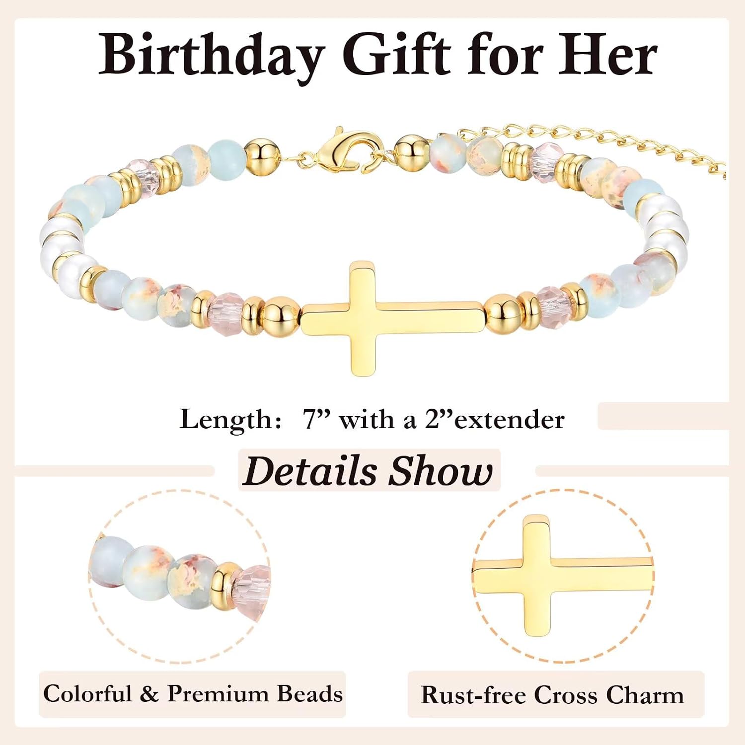 12-16th Birthday Gifts for Teen Girls Cross Bracelet Girls Jewelry Birthday Decorations for Daughter, Granddaughter, Niece