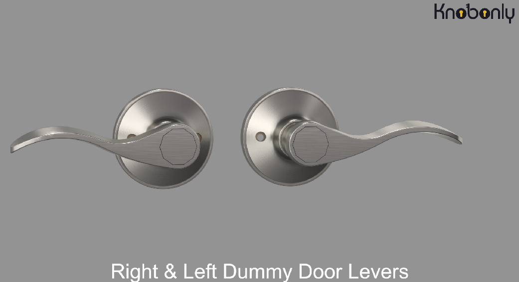 Knobonly 2 Pack Single Side Closet Door Handles, Non-Turning Right
