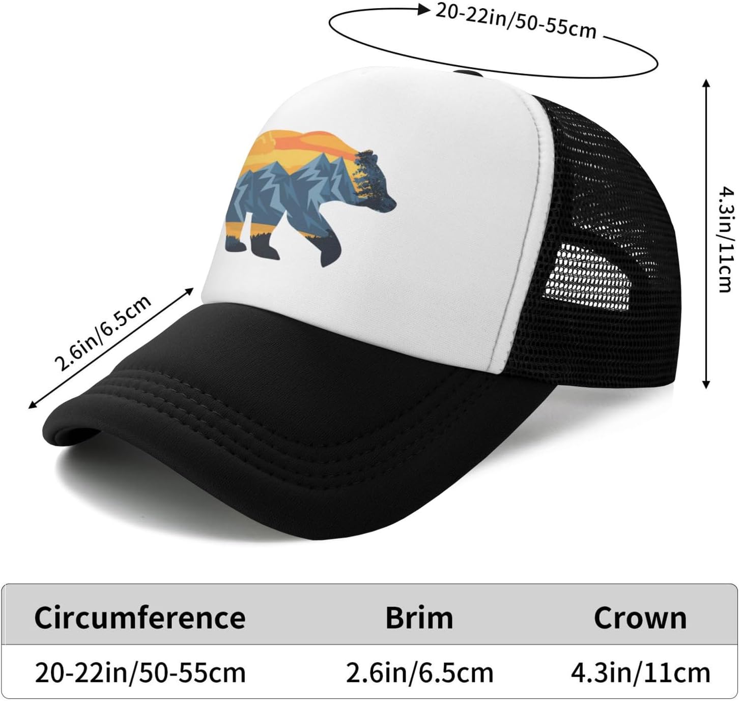 Boys' Bear Mountain Trucker Mesh Hat for Youth Toddler, Snapback Adjustable Baseball Cap for Boys and Girls