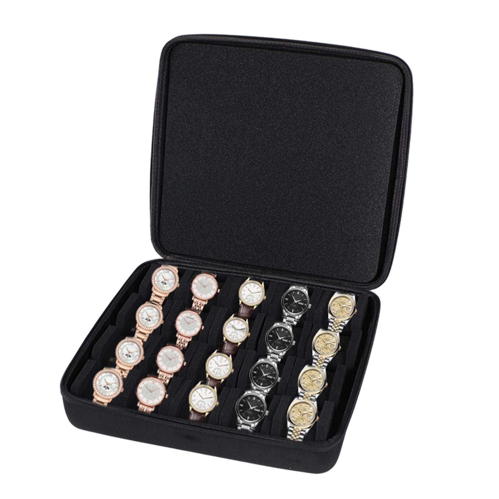 Caja protectora de almacenamiento con 20 ranuras para pulsera, joyas, relojes, objetos pequeños, organizadores de dispositivos, uso diario, viajes, organizadores de relojes para coleccionistas