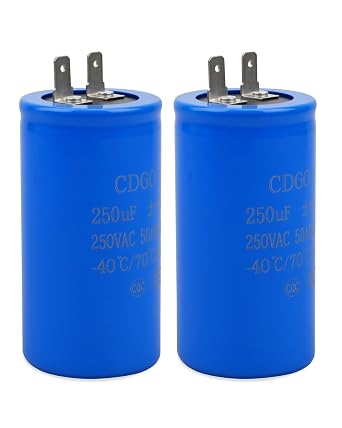 250uF/MFD CD60 Motor Start Capacitor 250VAC 50/60Hz Fit for Electric Motor Starting, 2 Pcs