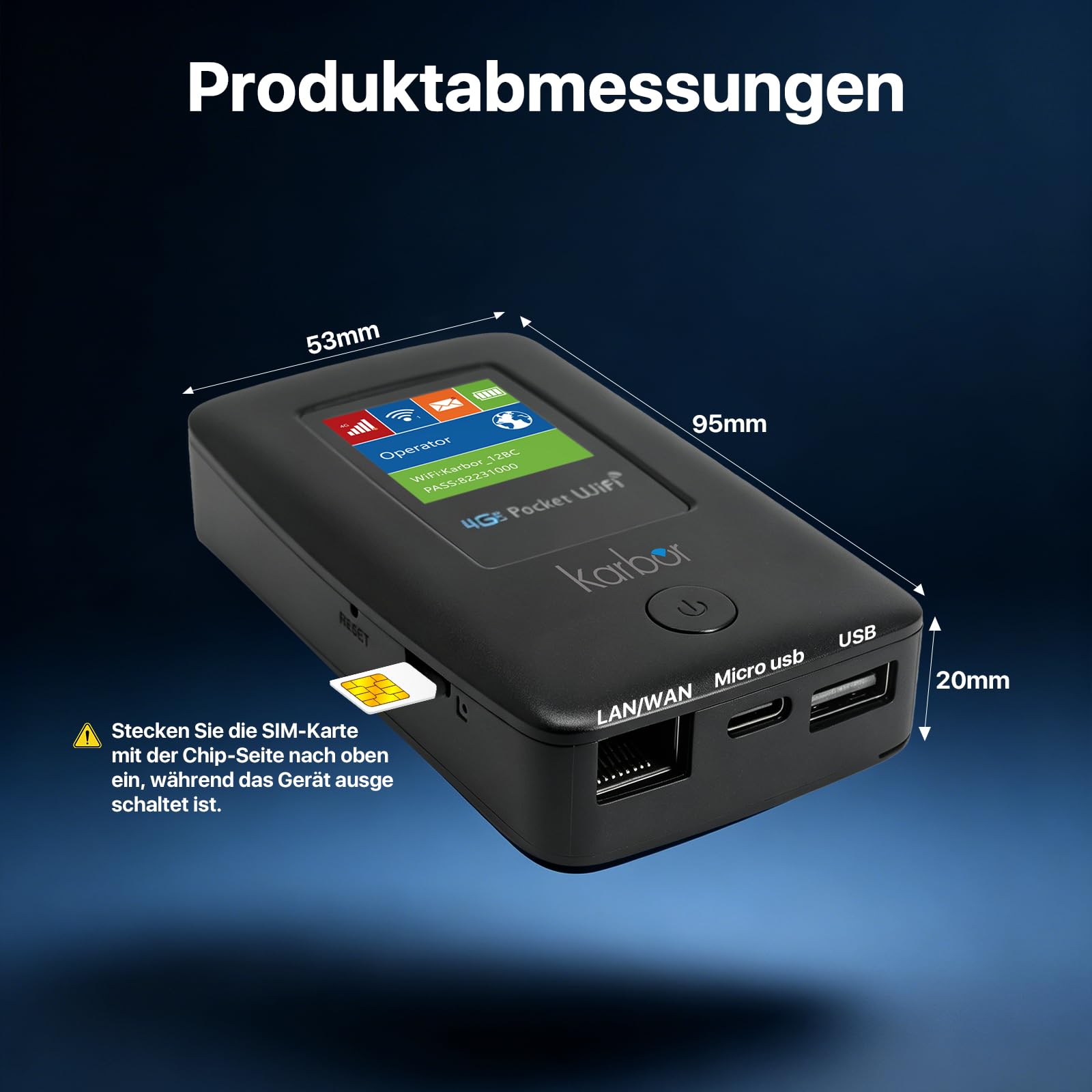 4G-Mobile-WLAN-Router mit RJ45 WLAN/LAN(300 Mbit/s Download) | 6000mAh WLAN-Hotspot mit Nano-SIM-Karten Slot, Kompatibel mit Allen europäischen SIM-Karten, Bis zu 16 Geräte verbinden