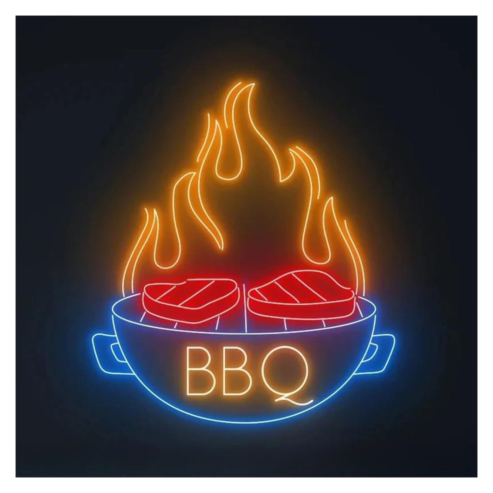 Sign Lamp BBQ Neon Sign Barbecue Restaurant Welcome Signboard Wall Decor USB Powered Lamps Make Your Storemore Shiny 38cm