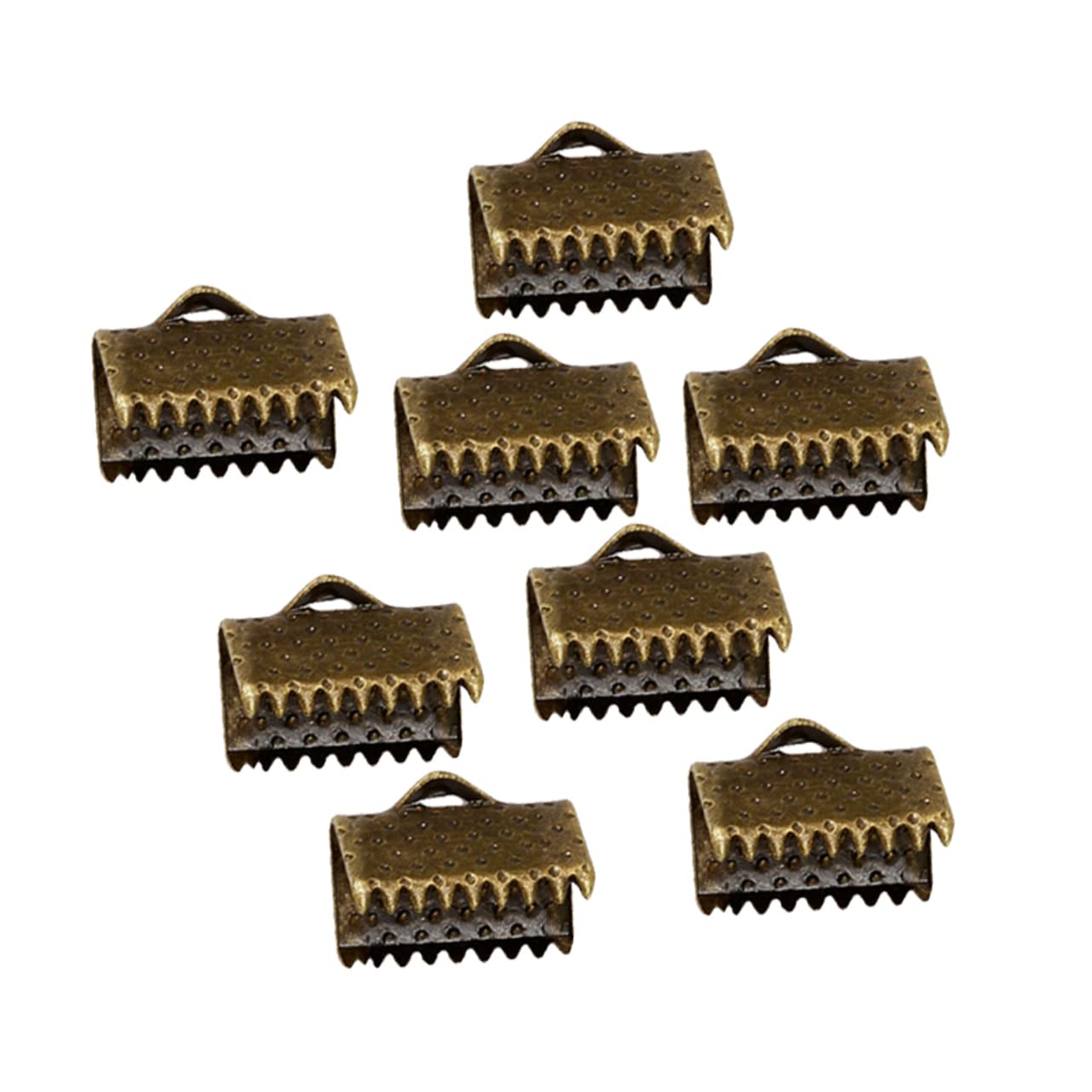 COHEALI DIY Jewelry Making Supplies 100pcs Plated Ribbon Ends Fastener Clasps Textured Crimp End Clamps