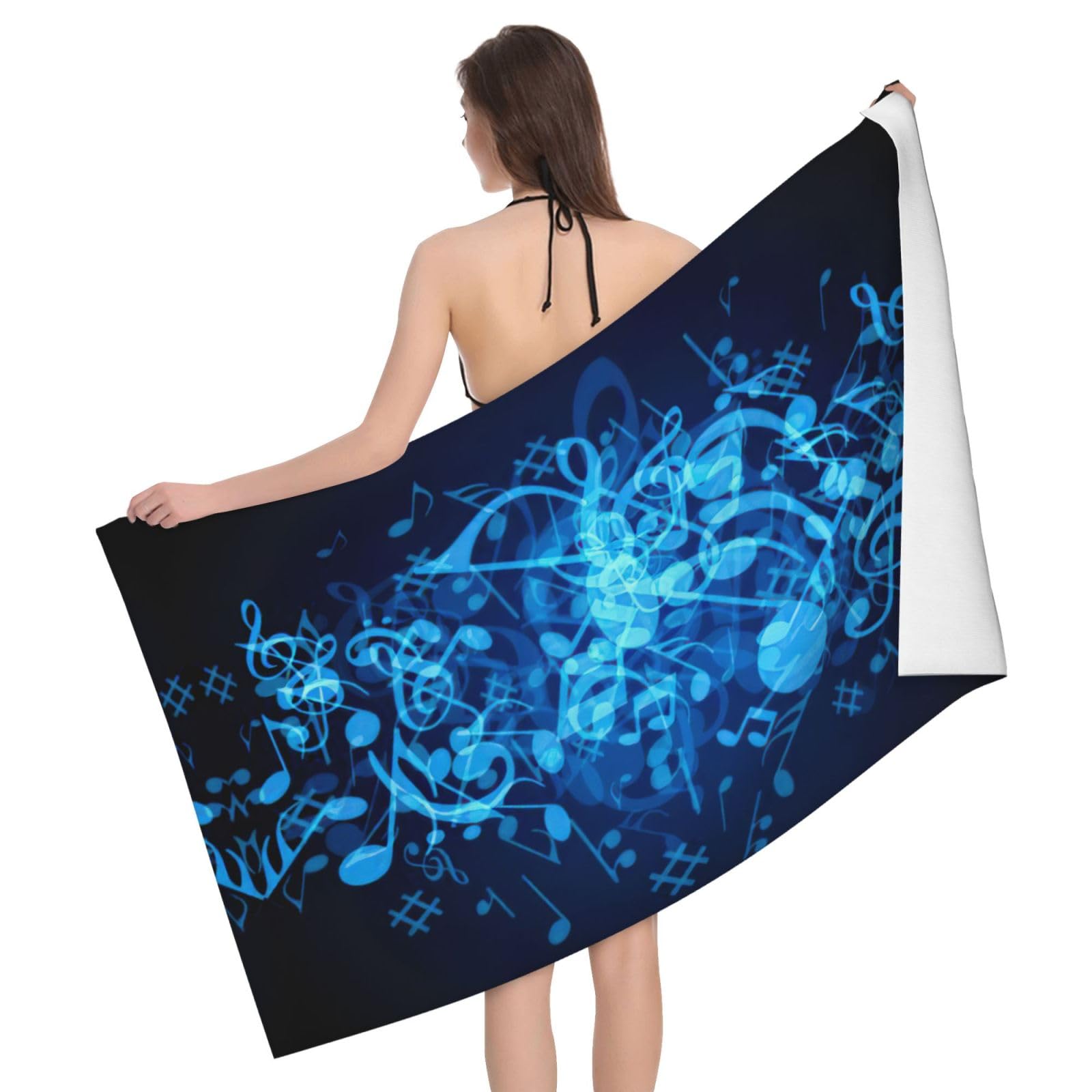 Serviette de bain microfibre musique pour douche sport et plage