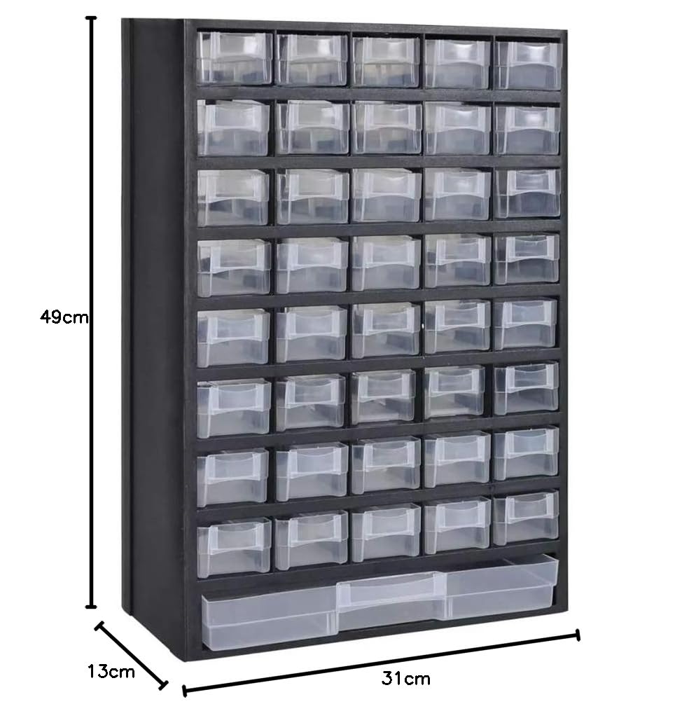 41 Organizzatore di Strumenti in Plastica del Cassetto, Bidone di Stoccaggio Multiplo con Cassetti, Plastica Trasparente, 2 Piccoli Fori per L'autostop