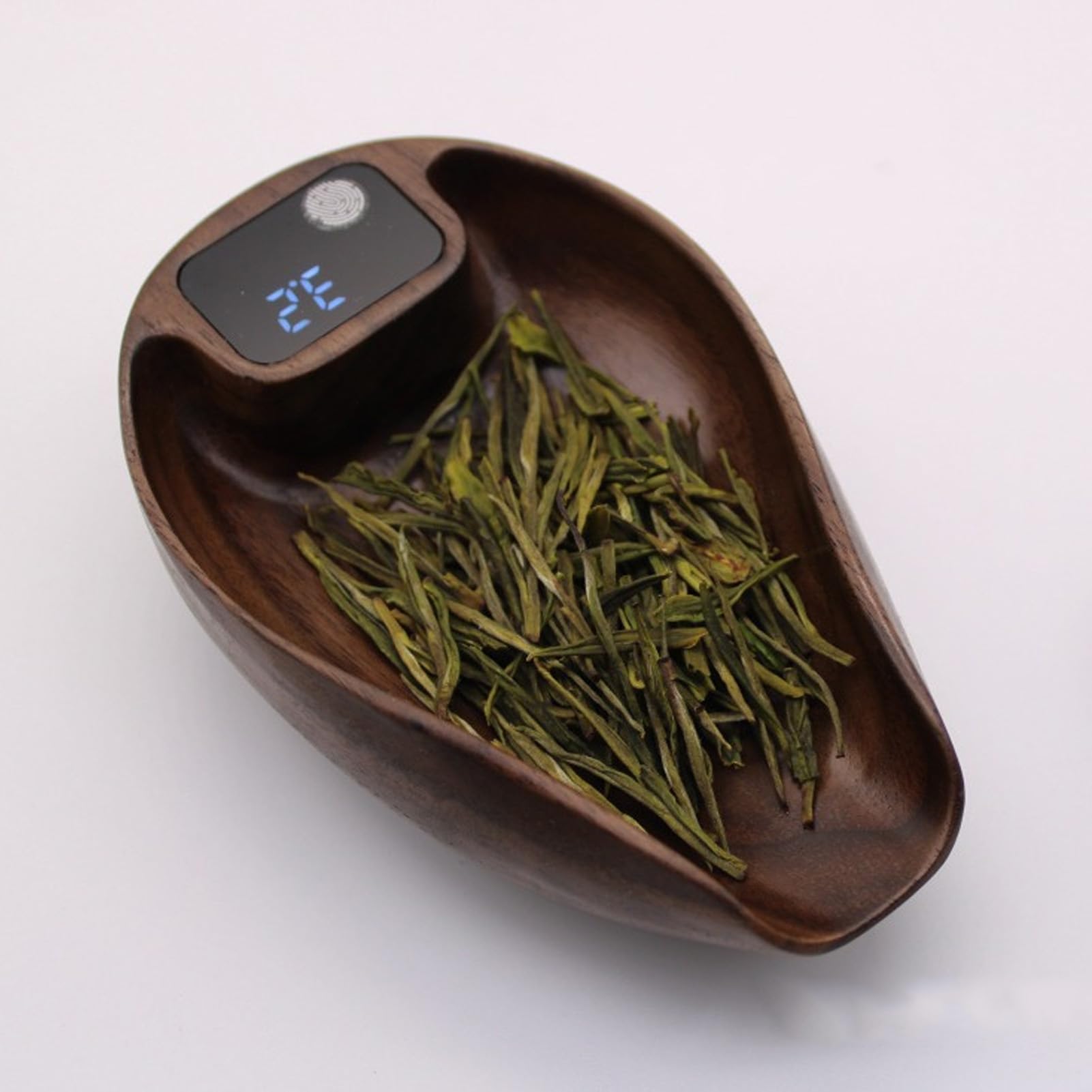 Fdit Báscula de té de Madera, Báscula de Cocina Elegante Recargable Color Nogal Digital Coffee Steelyard para Verter sobre café y Hornear