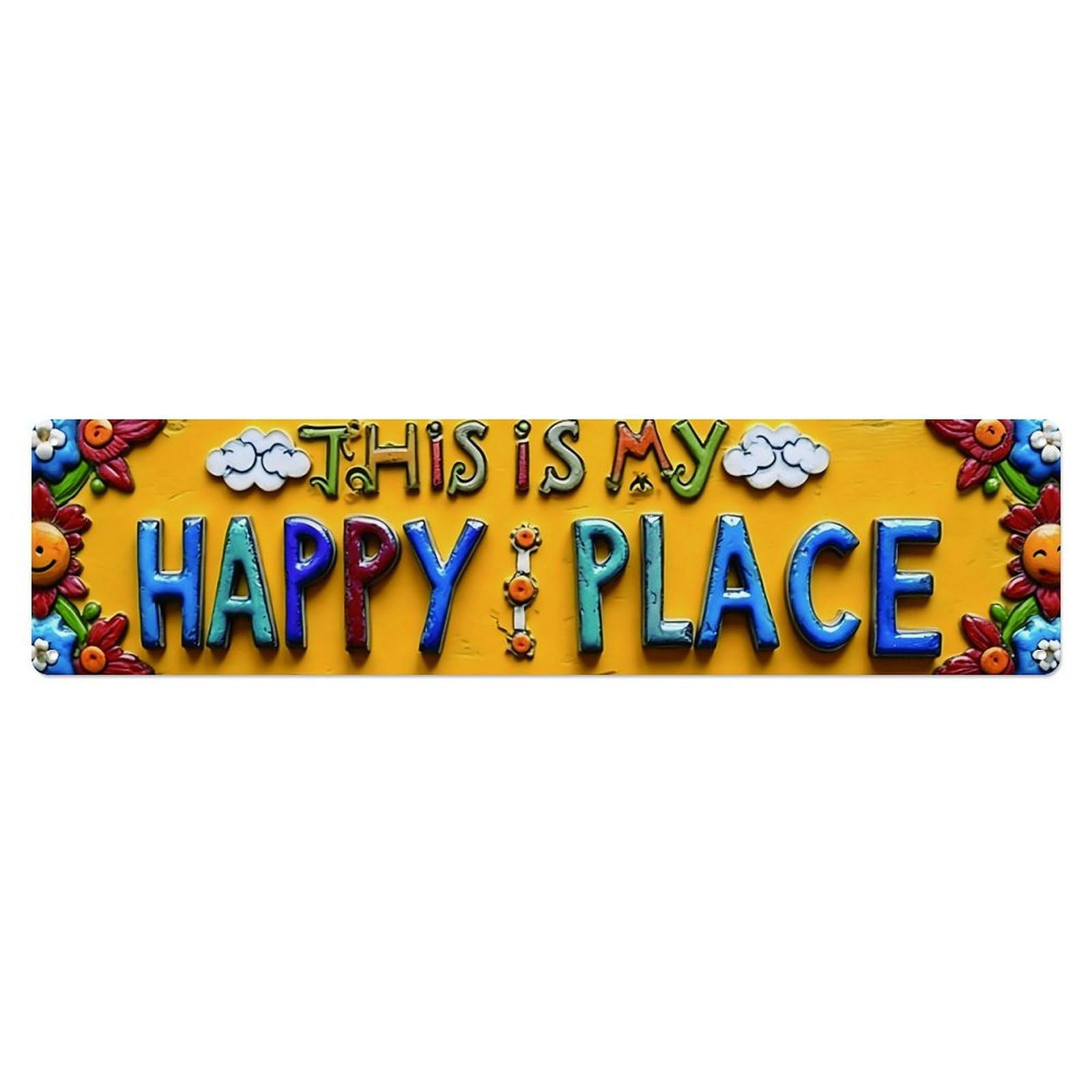 This Is My Happy Place Whimsical Decor Sign Vintage Aluminium Metal Sign, Retro Wall Decor for Home, Bar, Garage & Farmhouse 10 * 40cm