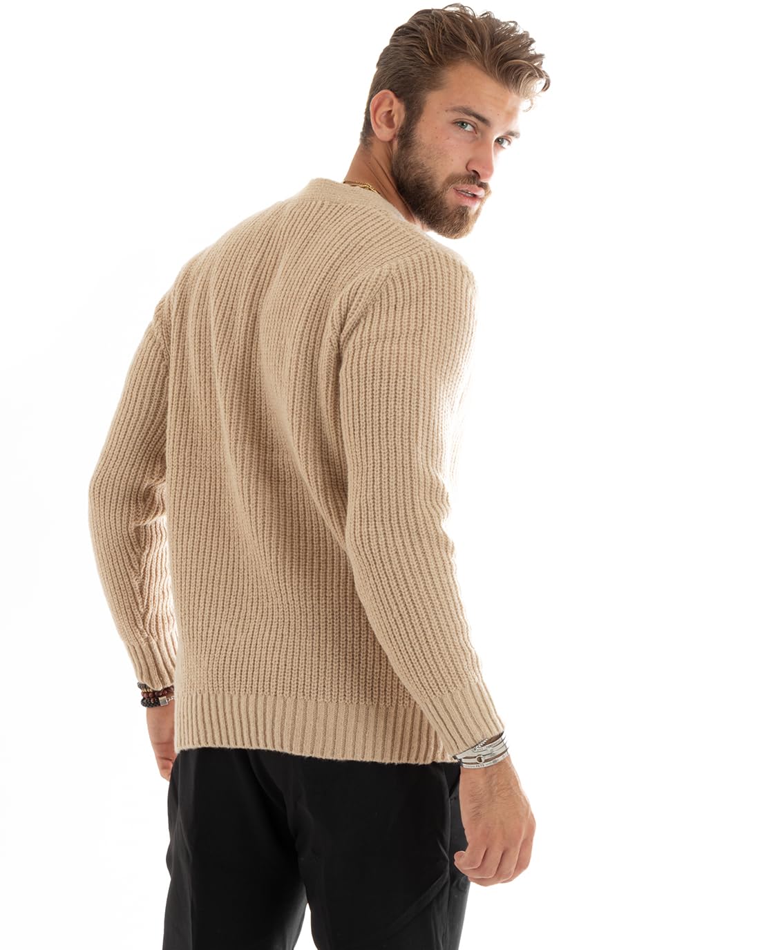 Cardigan Uomo Giacca con Bottoni Maglioncino Scollo V Maglia Inglese Vari Colori
