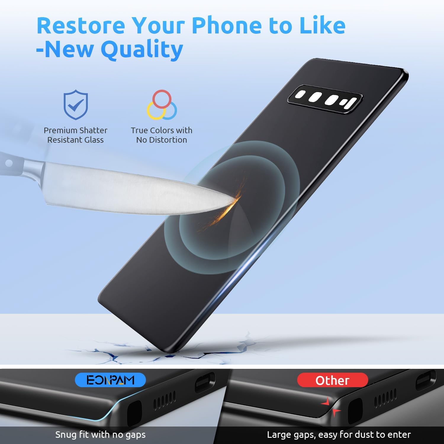 Back Glass Replacement for Samsung Galaxy S10+ Plus SM-G975 Back Cover Rear Housing with Camera Lens + Repair Tool Kit Genuine Rear Glass (Black)