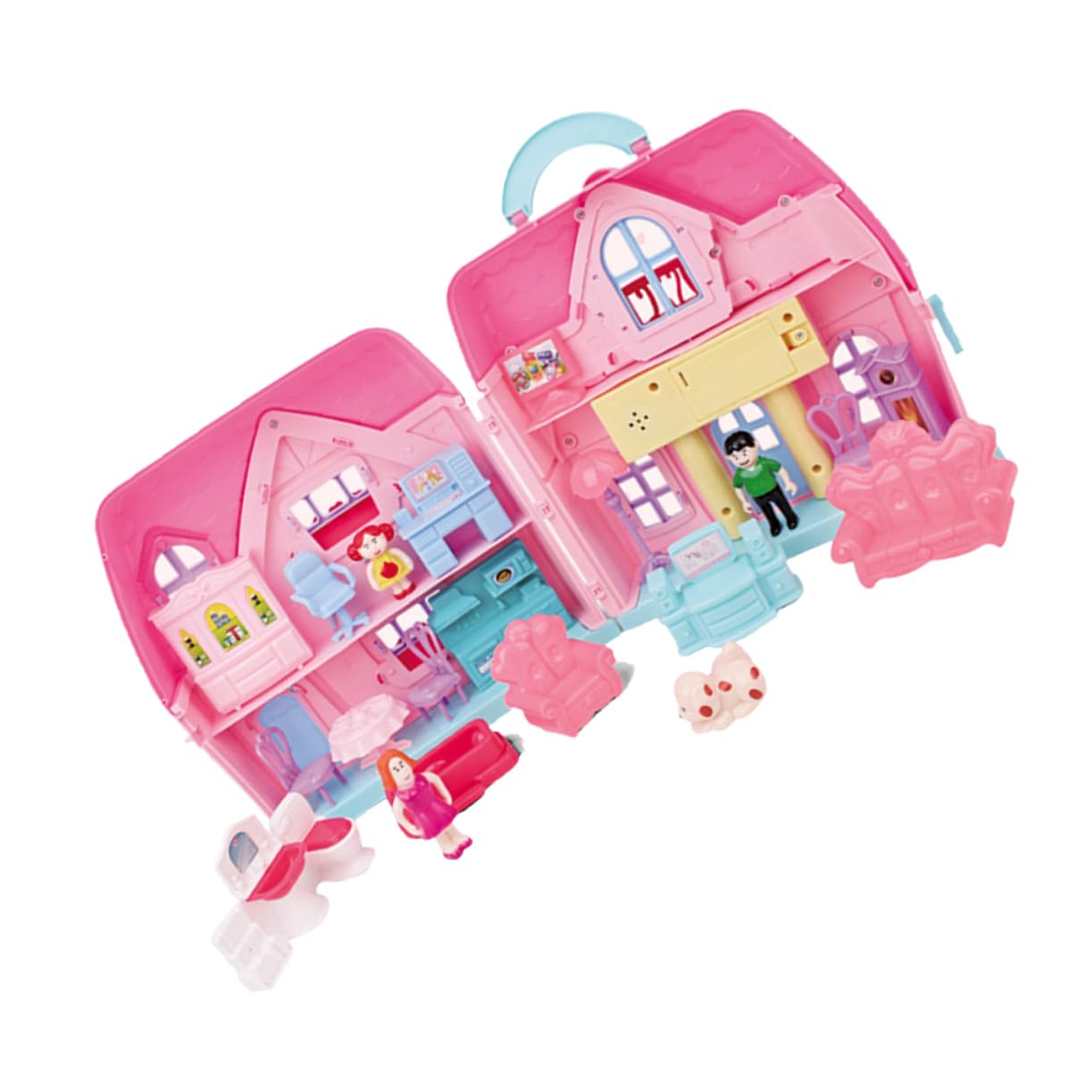 KONTONTY 1 Set Doll House with Simulation Light DIY House for Portable Villa Present for Role Fun Birthday Present Random Color