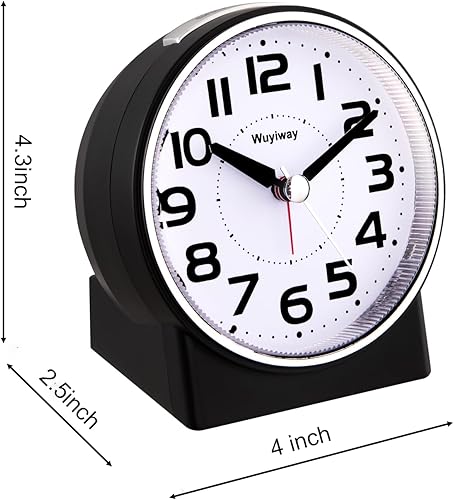 Miniatura 5 de Reloj despertador analógico sin tictac de 4.3 pulgadas, lectura silenciosa para personas mayores, fácil de configurar, alarma de aumento gradual,