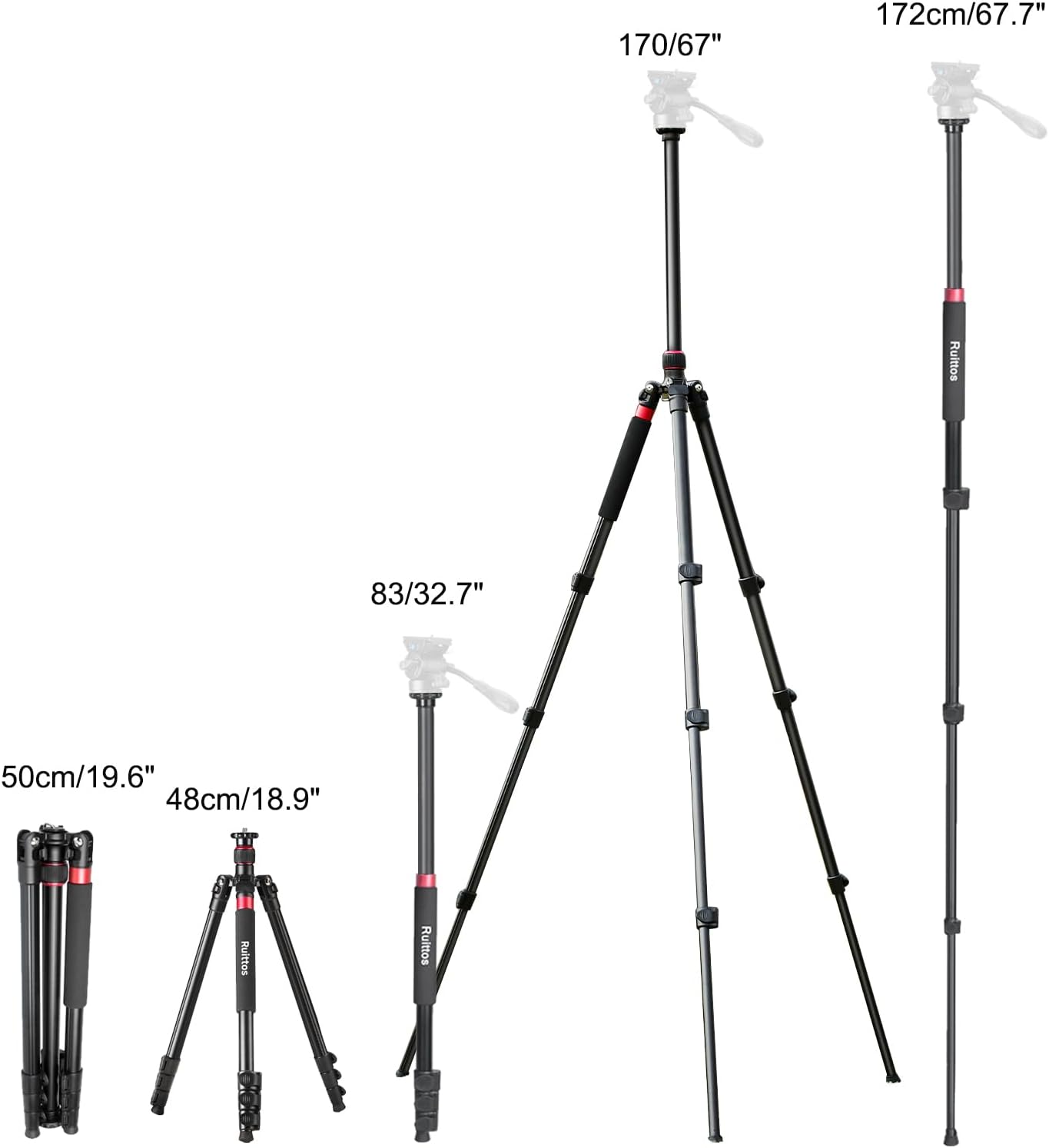 Camera Tripod, 70" Video Tripod Without Head, Aluminum Heavy Duty Tripod with Carry Bag, Professional Camera Tripods & Monopods, Compatible with Canon, Sony, DSLR, Camcorder 33lbs (TM70)