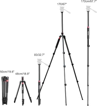 Camera Tripod, 70 Video Tripod Without Head, Aluminum Heavy Duty Tripod with Carry Bag, Professional Camera Tripods & Monopods, Compatible with Canon, Sony, DSLR, Camcorder 33lbs (TM70)