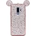Rhinestone Mouse Ears Cover by Tech Express for Samsung Galaxy S9 or S9+ Chrome Bumper Bling [Flexible TPU Case] Sparkle Glitter Diamond Shimmering Cartoon Character Case (Rose Gold, S9+ Plus)