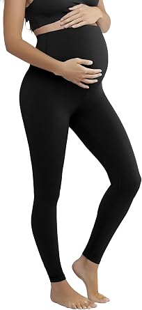 Hybrid & Company Womens Maternity Leggings | Super comfy stretch fabric, maternity belly support, soft leggings for pregnancy, lounging, casual wear, daily comfort