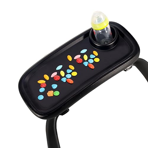 Bandeja de aperitivos para cochecito compatible con Evenflo, con soporte para portavasos de cochecito, se mantiene en su lugar, fácil de instalar y