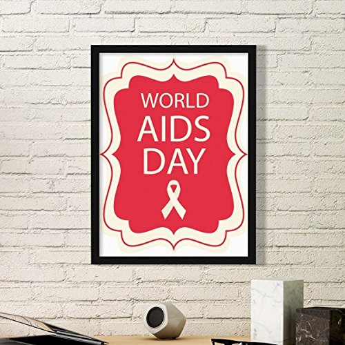 DIYthinker - DIYthinker Ruban Rouge Journée Mondiale du SIDA 1er Décembre HIV Conscience de solidarité Symbole Simple Cadre Photo Art Prints Peintures Accueil Stick Medium Noir