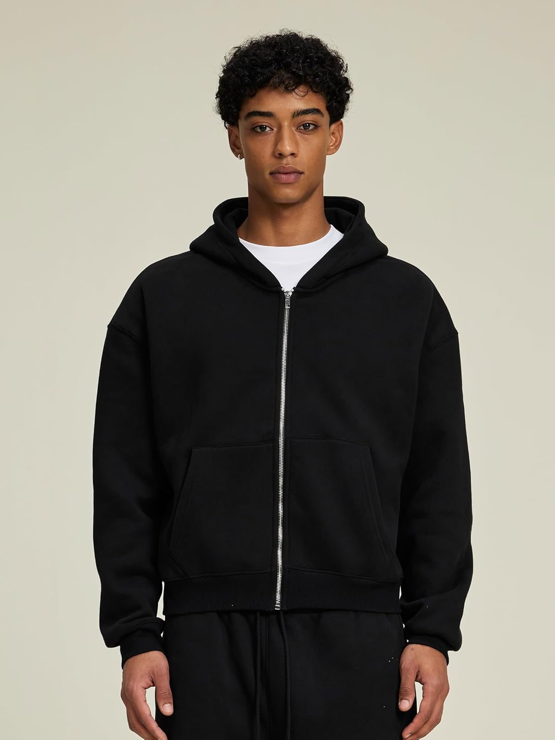 Boxy Cropped Zipper Mens Hoodies Streetwear Oversized Hoodie Fleece Zip Up Sweatshirts Hooded For Men