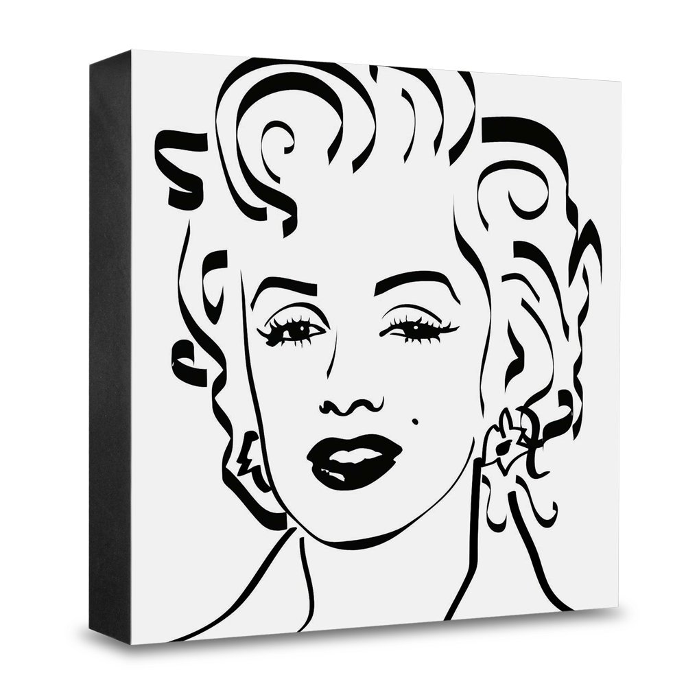 Bloc bois photo Marilyn Monroe HG-PE17 support image carré salon bureau 15x15