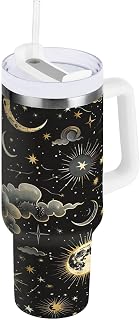 Galaxy Star Moon 30 oz Tumbler with Handle, Stainless Steel Vacuum Insulated Sports Water Bottle, Leak-proof Travel Coffee Mug Cup with Lid and Straw for Water, Iced Tea or Coffee