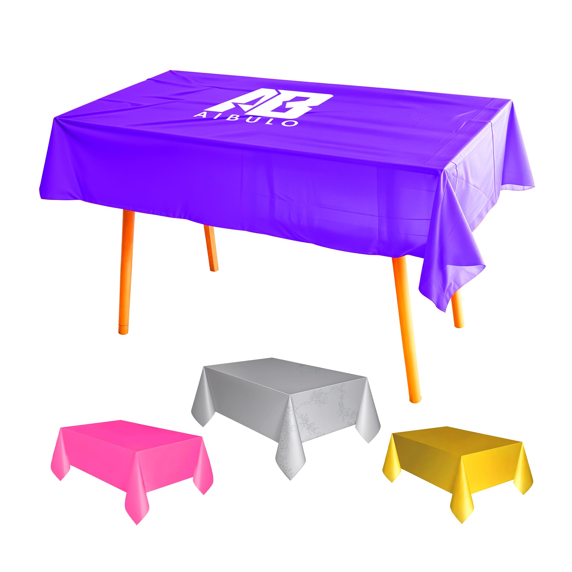 AIBULO Pack of 4 Plastic Table Cloths - Disposable, Wipe Clean Party Tablecloth Covers, 137 x 274 cm, Mixed Colors - Perfect for Indoor/Outdoor Events, Weddings, and Birthday Parties