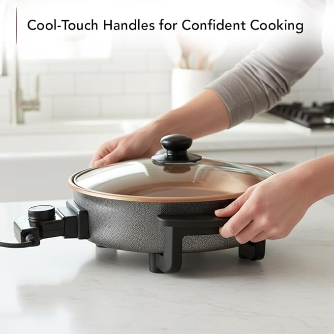 Sartén Eléctrica OVENTE 11.5 Pulgadas, 1400W, Antiadherente, Cobre miniatura 6