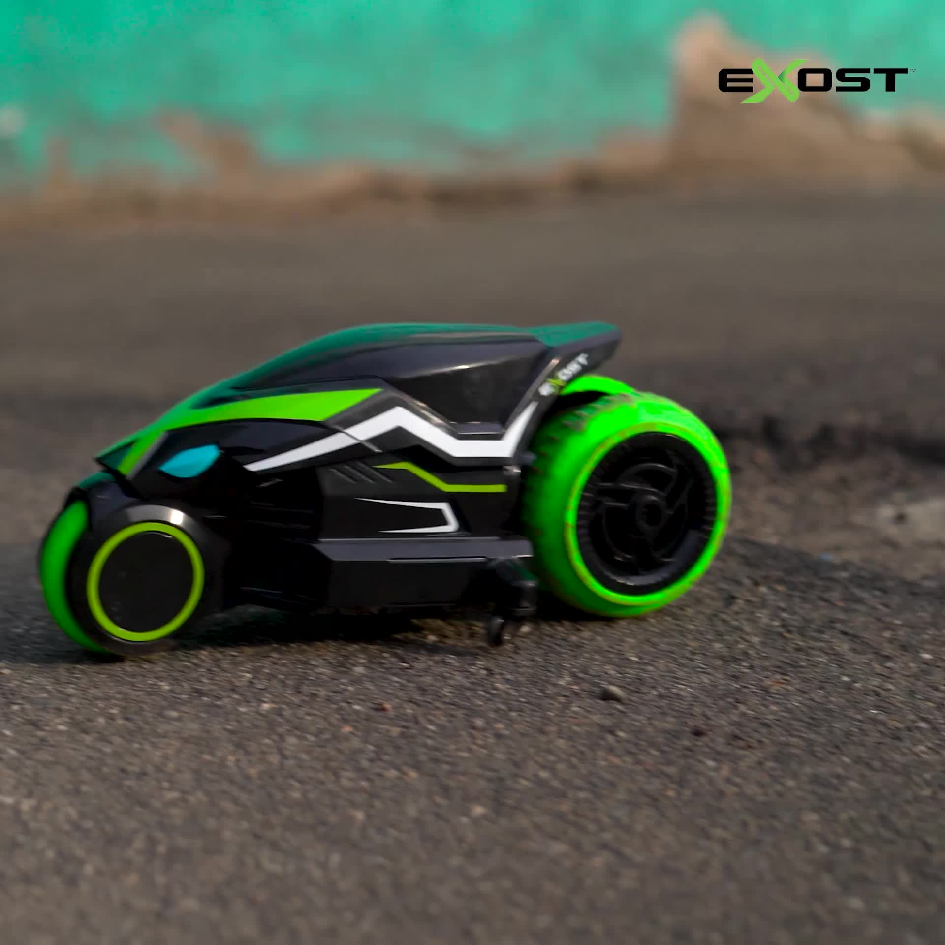 Exost Motodrift – Moto RC Futuriste 1:12 – Roue Arrière Autotournante – Acrobaties – Dès 5 Ans
