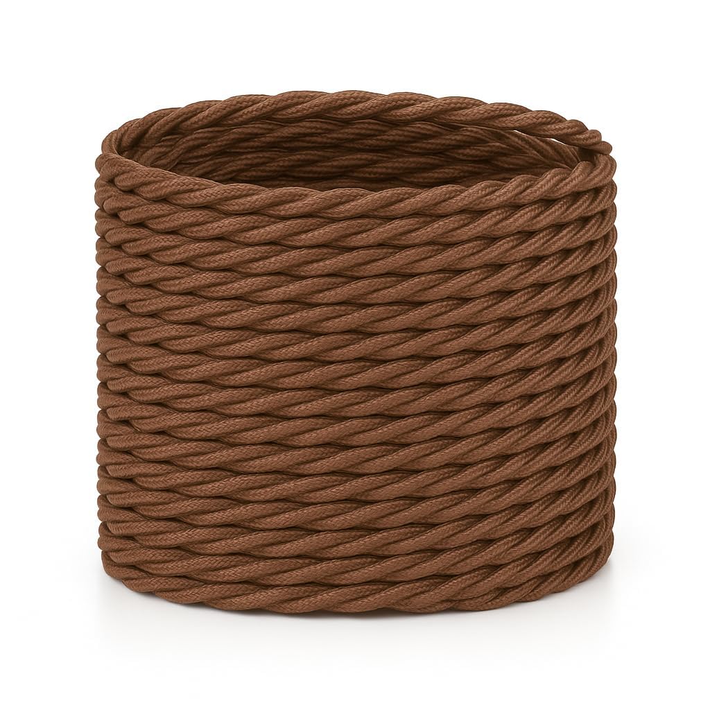 10 Meters / 32.8FT Brown Braided Cables, LEDSONE 3 Core Electrical Cable, Vintage Braided Flex Cable Twisted Fabric Electrical Wire for DIY Industrial Pendant Lights or Other Appliances - Brown