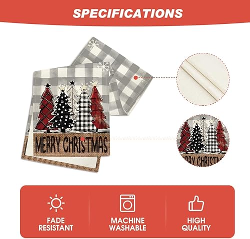 Miniatura 5 de Artoid Mode Camino de mesa de Navidad con diseño de árboles de Navidad a cuadros, decoración de mesa de comedor para decoración de fiesta en el