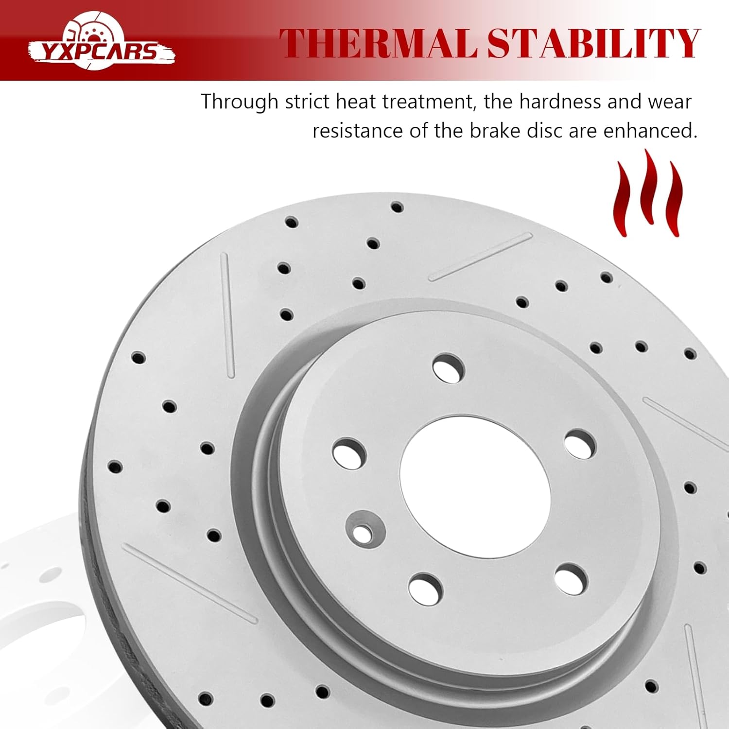 Front & Rear Drilled Slotted Rotors and Ceramic Disc Brake Pads Kit for Ford Explorer 2011-2012/ Flex 2009-2011/ Taurus 2010-2014 2016-2019 Limited/SE/SEL, for Lincoln MKS/MKT