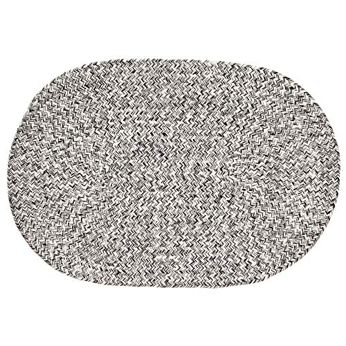 Super Area Rugs Farmhouse Braided Rug Cotton Kitchen Reversible Carpet, Black & White, 2' X 3' Oval #TOP12