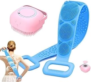 Kamark 3-in-1 Silicone Bath Combo, Back Scrubber Belt, Body Brush, Scalp Massager, Deep Cleaning and Exfoliation for Men a...