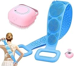 Silicone Body Back Scrubber, Double Side Bathing Brush for Skin Deep Cleaning Massage, Dead Skin Removal Exfoliating Belt for Shower, Body Brush for Bathing