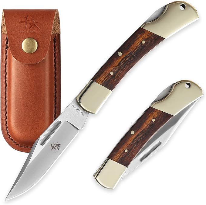 SENBON folding lock back knife 4in 440a sharp outdoor knife