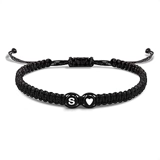 Bracelet avec Lettre et cœur pour amis et couples - Initial A-Z nom - Bracelet-d'amitié tressé pour femmes, hommes et enfants