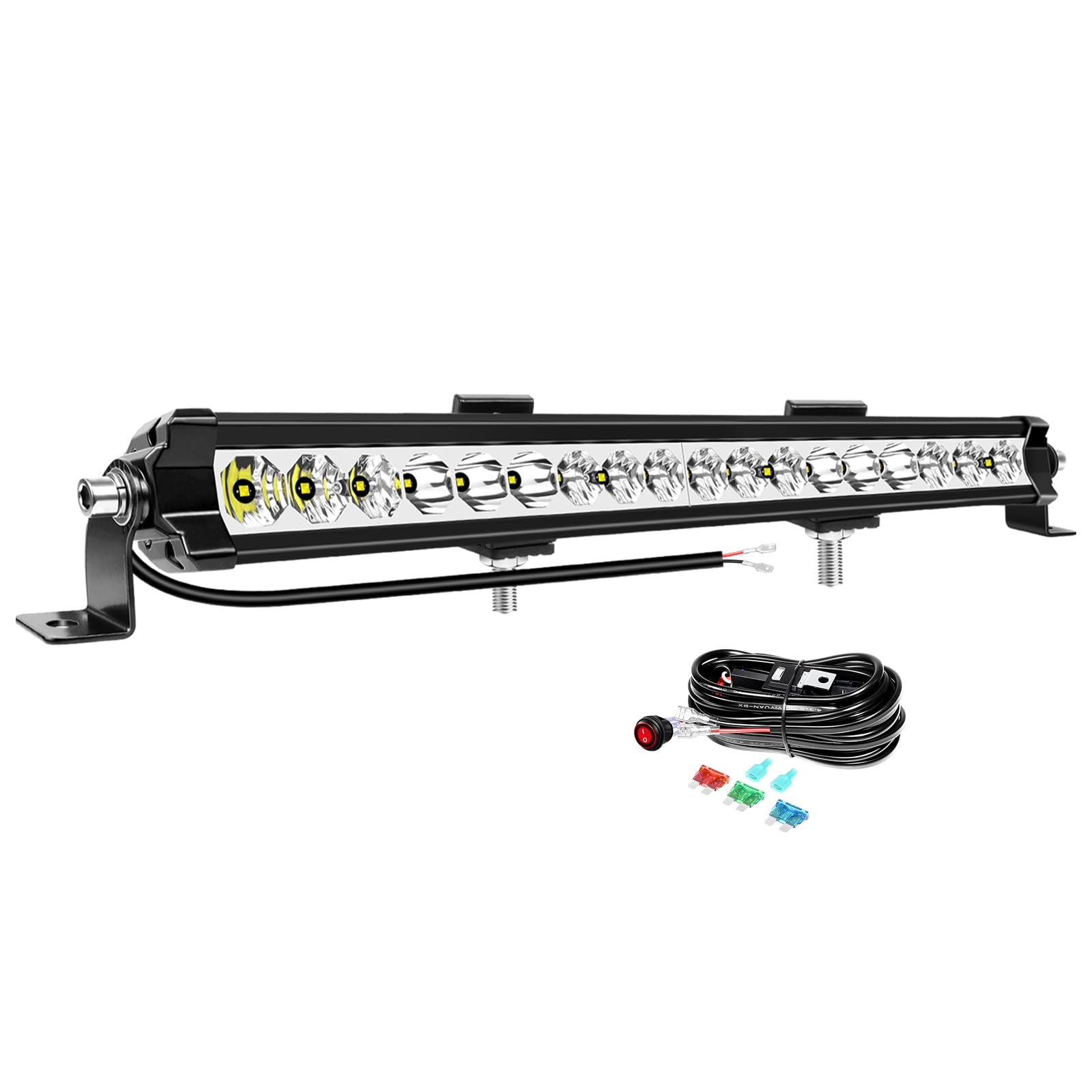 Willpower Listwa LED 20'' 51 cm 60 W, 6000 lm, rampa LED z wiązką 12 V, pojedynczy rząd, listwy świetlne LED, światła przeciwmgielne do 4 x 4, ciężarówka, ciągnik, łódź offroad, pojazd, 6000 K, biały