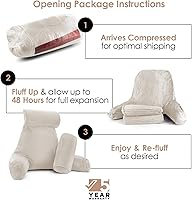 Vista 36 de Nestl Reading Pillow with Portable Laptop Lap Desk - Shredded Memory Foam Back Support Pillow for Sitting Up in Bed and Couch Rest Pillows with Navy