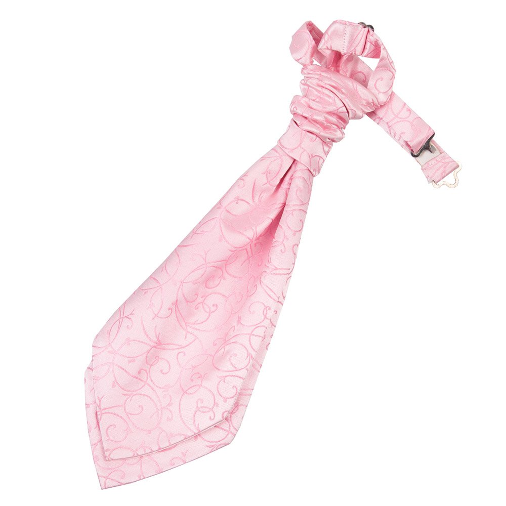Dqt Boys Baby Pink Swirl Floral Pre-Tied Scrunchie Cravat - Wedding Page Formal