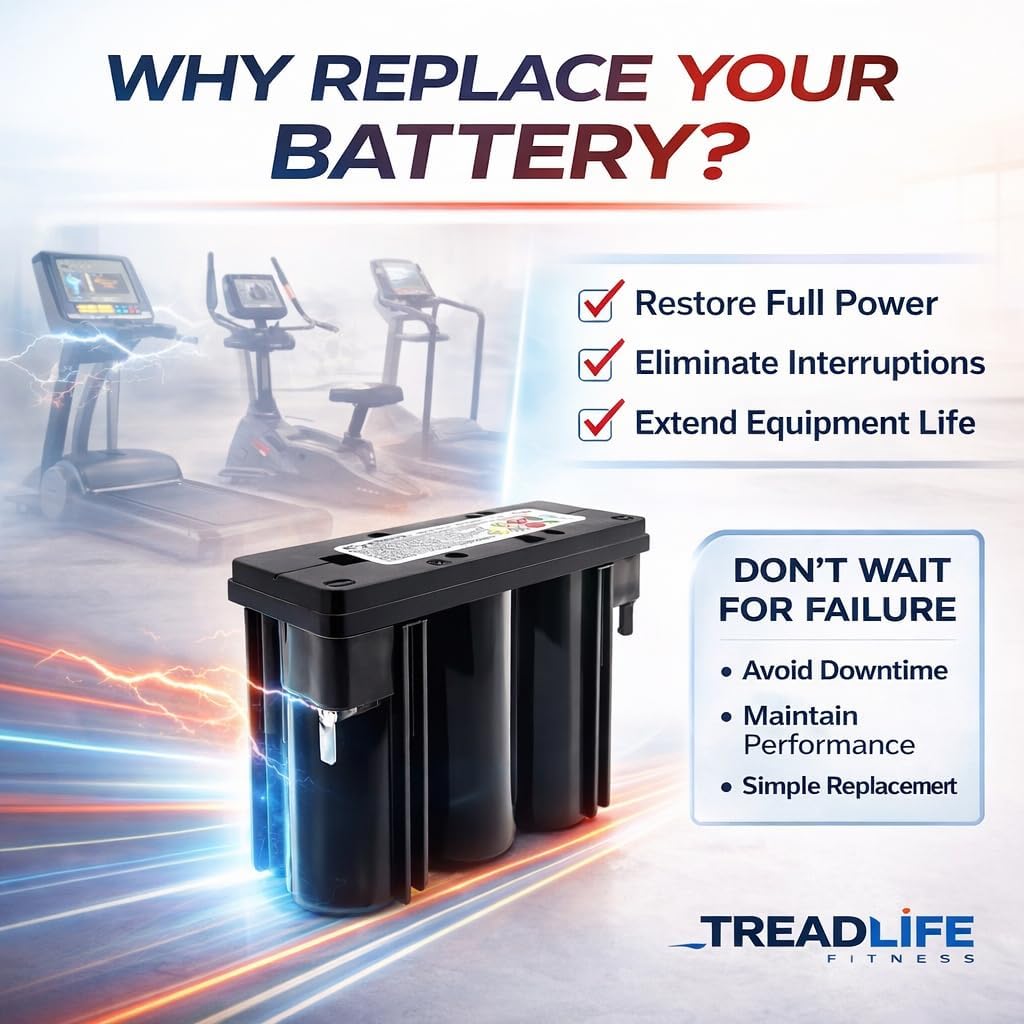 TreadLife Fitness Replacement Battery - Compatible with LifeFitness 9500HR Ellipticals