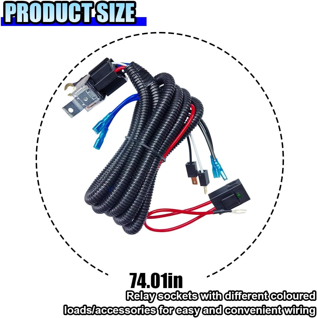 12V 80A Car Double Horn Wiring Harness Relay Kit, 4 Pin SPST Vehicle Grille Mount Blast Tone Horns Wiring Harness Relay for Car Truck Motorcycle (Double Horn)